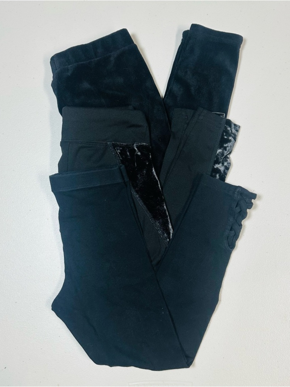 Bundle of 3 Kids Black Leggings Trio - Soft Stretch Leggings - Picture 2 of 2